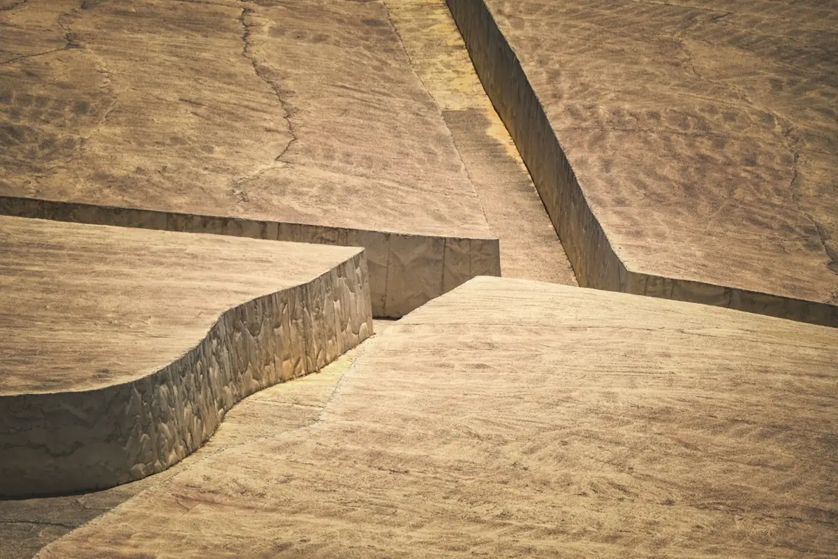 Close crop of a concrete skatepark ramp